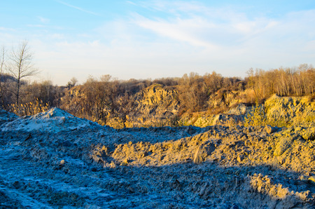 Piles of the sand in a quarryの写真素材