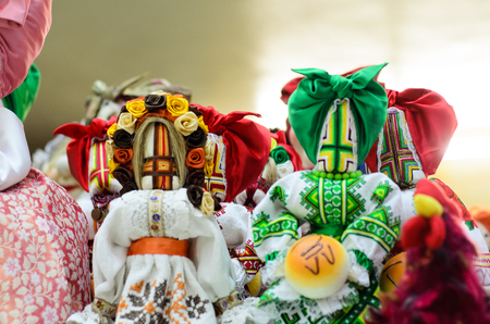 Ukrainian traditional rag dolls Motanka. Handmade souvenirの写真素材