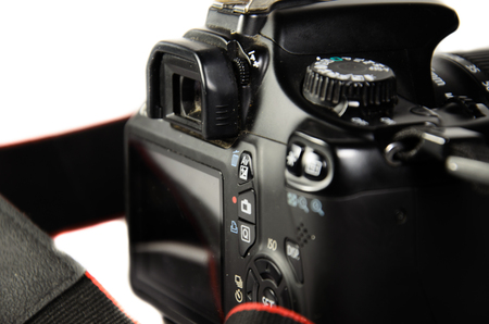 Detail view of the modern DSLR cameraの写真素材