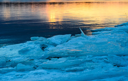 Details of the broken ice on a river Dnieper