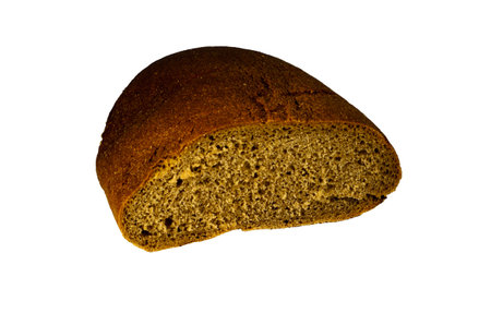 Half loaf of the rye bread isolated on a white background