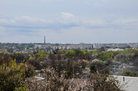 View on a town Alexandria in Ukraine on cloudy day