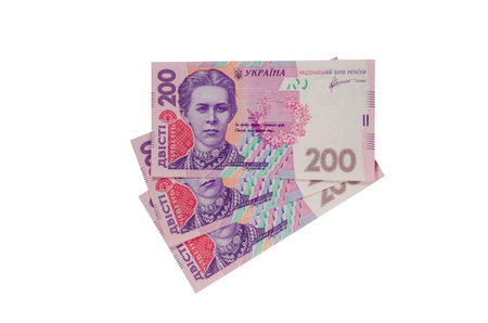 Ukrainian banknotes isolated on a white background