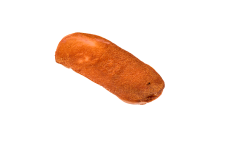 Half of the fried sausage isolated on a white backgroundの写真素材
