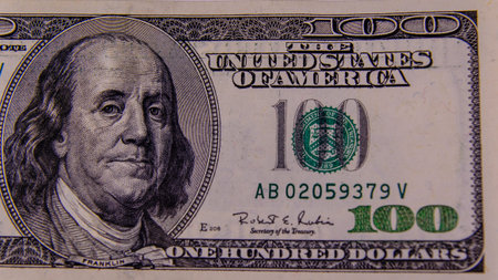 Close-up photo of the one hundred dollars bill