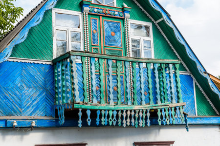 Exterior of the rural traditional wooden house izbaの写真素材