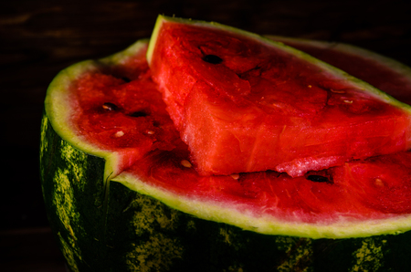 Closeup of the fresh ripe water melonの写真素材