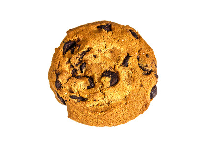 Chocolate chip cookie isolated on white backgroundの写真素材