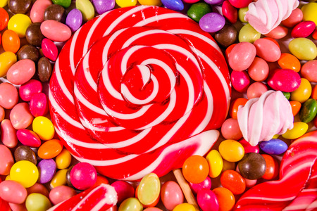 Texture of the many different candies for backgroundの写真素材