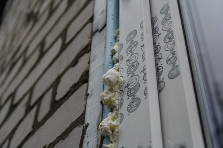 Installation of modern window made of PVC profiles