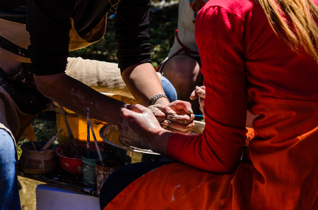 Pottery master class on a street fairの写真素材