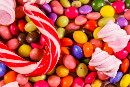 Texture of the many different candies for backgroundの写真素材