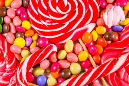 Texture of the many different candies for backgroundの写真素材