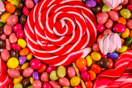 Texture of the many different candies for backgroundの写真素材