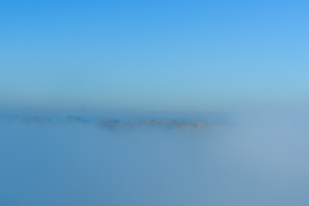 Fog over the water on river Dnieper on autumnの写真素材