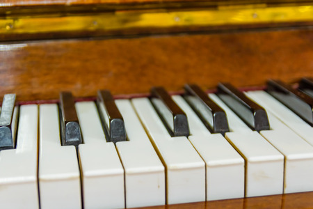 Closeup of black and white piano keysの写真素材
