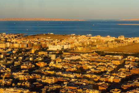 Aerial view on Hurghada city from airplaneの写真素材