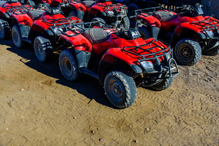 Quad bikes in Arabian desert not far from Hurghada city, Egyptの写真素材