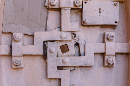 Closeup of the old door locking systemの写真素材