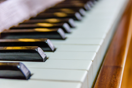 Closeup of black and white piano keysの写真素材