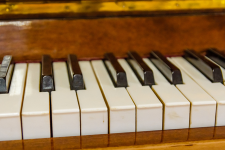 Closeup of black and white piano keysの写真素材
