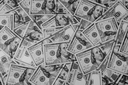 Background of many american one hundred dollar banknotesの写真素材