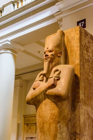 Cairo, Egypt - December 8, 2018: Statue in Museum of Egyptian Antiquities (known commonly as the Egyptian Museum or Museum of Cairo)のeditorial素材