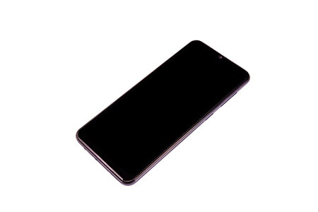 Modern smartphone with blank screen isolated on white background