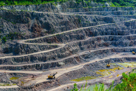 View on cliffs in a granite quarry