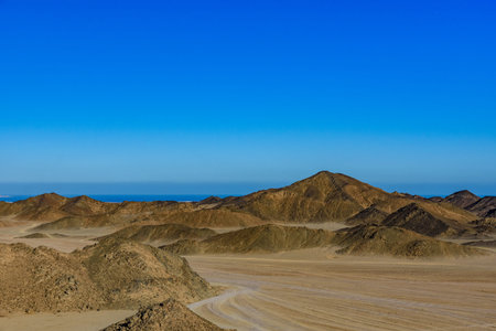 Mountains in arabian desert not far from Hurghada city, Egyptの写真素材