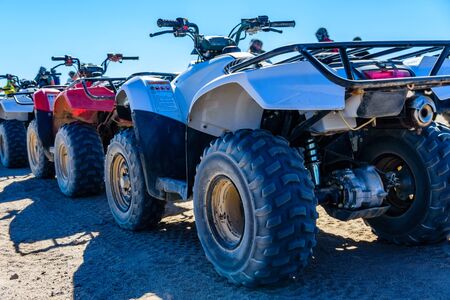 Quad bikes in Arabian desert not far from Hurghada city, Egyptの写真素材
