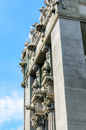 House with chimeras in Kiev, Ukraine. Art Nouveau building with sculptures of mythical animals was created by architect Vladislav Gorodetsky between 1901 and 1903.のeditorial素材