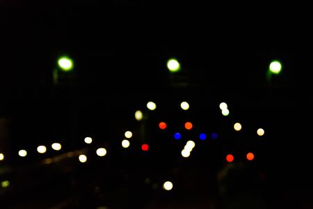 Blurred lights of railway station. Bokeh backgroundの写真素材