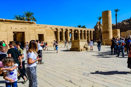 Luxor, Egypt - December 11, 2018: Many tourists in Karnak temple. Luxor, Egyptのeditorial素材