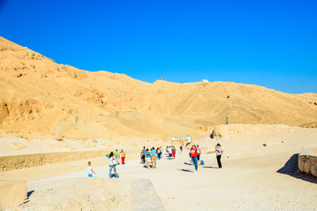 Luxor, Egypt - December 11, 2018: Tourists in valley of kings. Luxor, Egypt