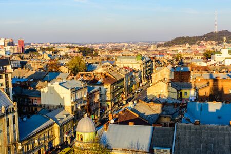 Lviv, Ukraine - November 1, 2019: Lviv cityscape. View on city Lviv from church of Sts. Olha and Elizabethのeditorial素材