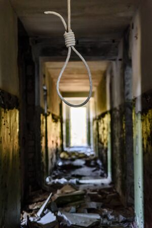 Deadly loop for suicide in abandoned apartmentの写真素材