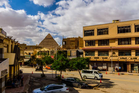 Cairo, Egypt - December 8, 2018: View on great pyramid of Khafre in Giza plateau from Cairo cityのeditorial素材