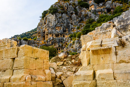 Ruins of ancient roman or greek theater in town Demre. Ancient Myra city. Antalya province, Turkey