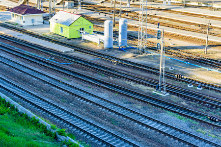 View on many railroad tracks and junctions