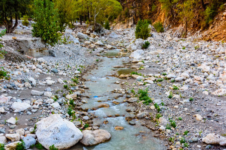 Rapids on river in canyon not far from city Kemer. Antalya province, Turkey