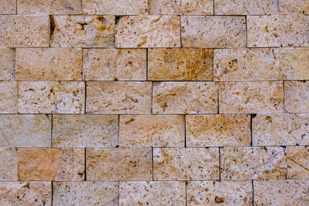 Texture of limestone bricks for background. Natural patternの写真素材