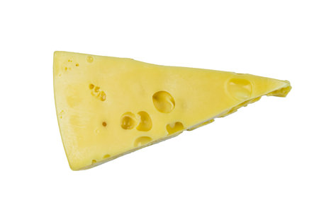Piece of swiss cheese isolated on white background