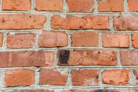 Old wall of red bricks for background