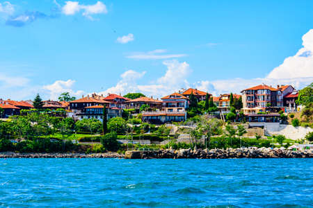 View of Nessebar, ancient town at Black sea coastline, Bulgariaの写真素材