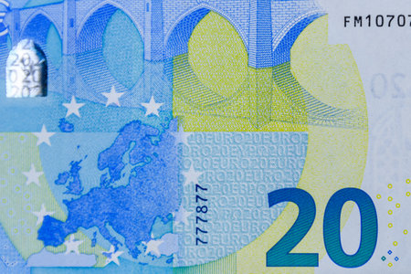 Close up of european union twenty euro banknoteの写真素材