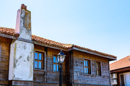 Residential building in old town of Nessebar, Bulgariaの写真素材