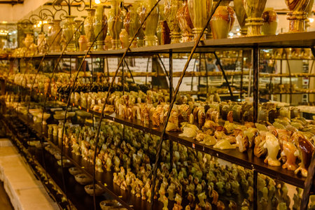 Onyx figurines for sale at shop in Turkeyの写真素材