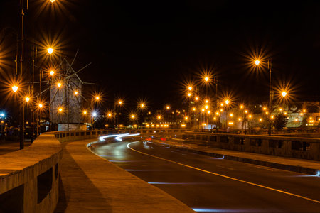Night view of the city Nessebar, Bulgaria. Old town