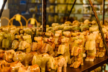 Onyx figurines for sale at shop in Turkeyの写真素材